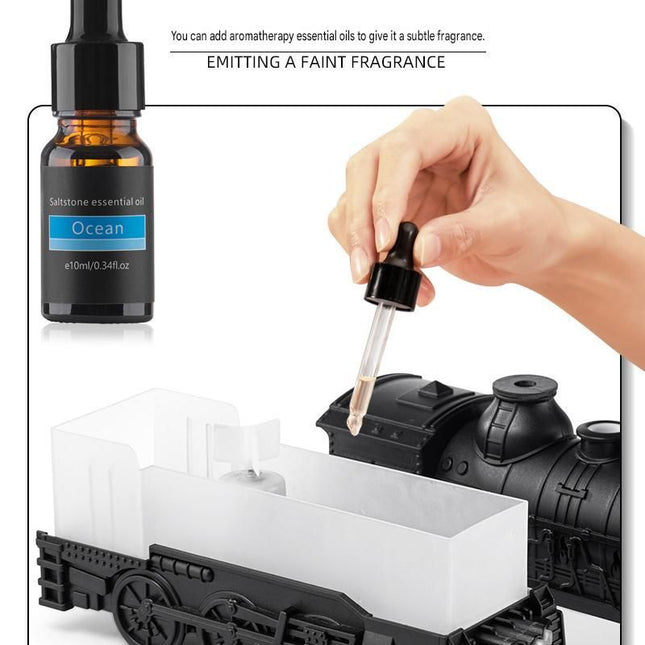Winter Home Cleaning Comfort Kit - Green Retro Train Aromatherapy Humidifier and White Cordless UV Mite Remover Vacuum - 300ml Ultrasonic Mist with Jellyfish Smoke Ring, 400ml Dust Cup, LED Night Light, Remote Control for Bedroom and Bedding Cleaning