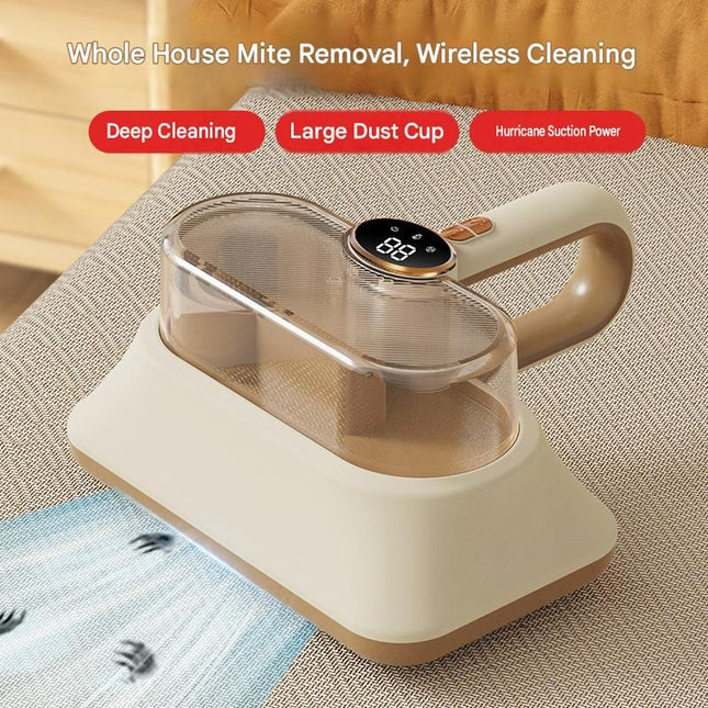 Winter Home Cleaning Comfort Kit - Silvery Retro Train Aromatherapy Humidifier and White Cordless UV Mite Remover Vacuum - 300ml Ultrasonic Mist with Jellyfish Smoke Ring, 400ml Dust Cup, LED Night Light, Remote Control for Bedroom and Bedding Cleaning