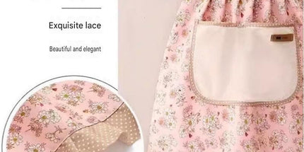 Home Clean Essential 2-piece set -Black Wireless UV Mite Remover Vacuum and Floral Pink Canvas Apron Bundle - 8000rpm Tapping, Washable HEPA Filter, Waterproof Kitchen Bib with Hand Wipe Pocket for Home  and Cooking