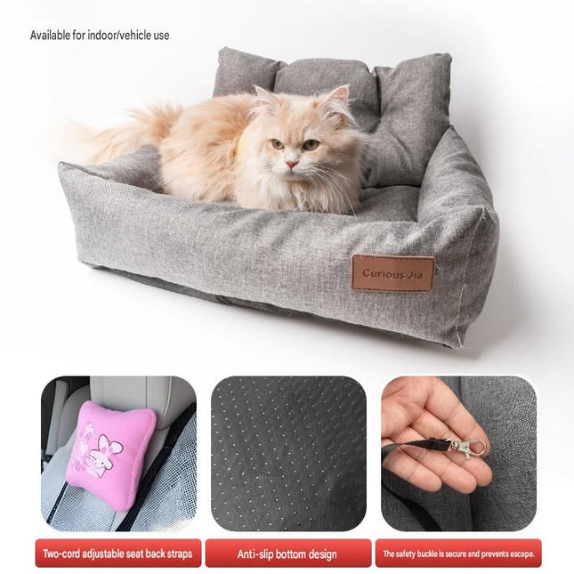 Winter Pet Warmth Bundle - Grey Self Heating Mat 36x50cm & Grey Pet Car Booster Seat 55x40cm Non-Slip Safe Travel Sofa Bed for Small Dogs Cats Indoor Use