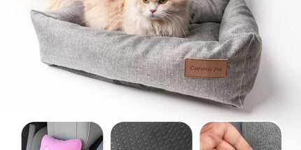 Winter Pet Warmth Bundle - Brown Self Heating Mat 36x50cm & Yellow Pet Car Booster Seat 55x40cm Non-Slip Safe Travel Sofa Bed for Small Dogs Cats Indoor Use