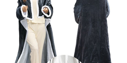 Wearable Electric Heated Blanket with Foot Pocket 127x177cm and Suede Fleece Slippers Set AU 9-10, Winter Warm Home Comfort Bundle