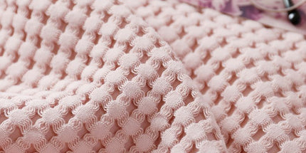 Cotton Waffle Blanket - Pink Textured Throw 200x230cm for Sofa, Office and Travel Use