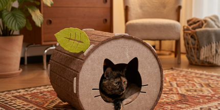 Tree Hollow Felt Cat Cave Cat Bed - Cozy Enclosed Sleeping and Resting Space for Indoor Cats