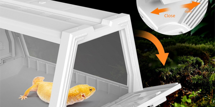 Grey Desktop Reptile Terrarium Enclosure 35X25.5X22cm with Double Door Opening and Ventilation for Small Reptiles, Amphibians and Plants
