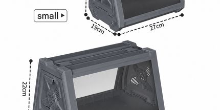 Grey Desktop Reptile Terrarium Enclosure 35X25.5X22cm with Double Door Opening and Ventilation for Small Reptiles, Amphibians and Plants