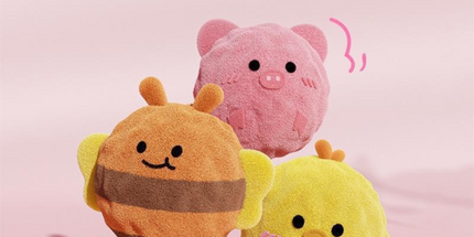 3-Piece Cartoon Squeaky Ball Dog Toy Set with TPR Thorn Ball Inside - Soft Plush Pet Chew Toys for Dogs & Cats