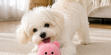 2-Piece Pink Pig Squeaky Ball Dog Toy Set with TPR Thorn Ball Inside - Soft Plush Pet Chew Toys for Dogs & Cats