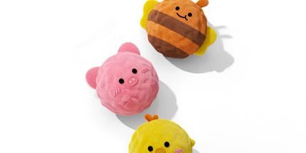 2-Piece Pink Pig Squeaky Ball Dog Toy Set with TPR Thorn Ball Inside - Soft Plush Pet Chew Toys for Dogs & Cats