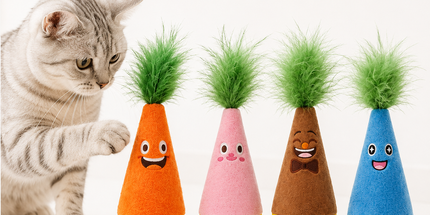 Interactive Feather Wobble Cat Toy - 4 Different Colour Tumbler Teaser Toys for Cats