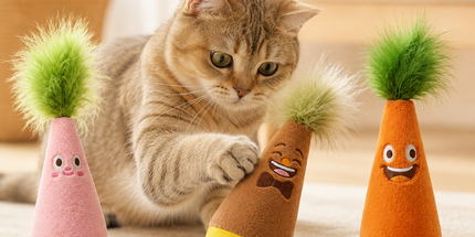 Interactive Feather Wobble Cat Toy - 4 Different Colour Tumbler Teaser Toys for Cats