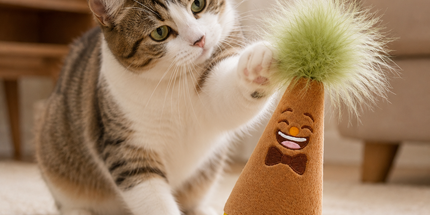 Interactive Feather Wobble Cat Toy - 4 Different Colour Tumbler Teaser Toys for Cats