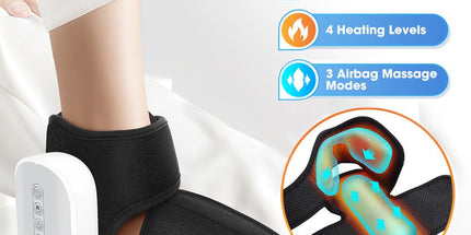 Air Compression Heated Foot Massager, Sole & Ankle Dual Zone Kneading with 4 Intensities, 4 Temp and 3 Airbag Massage Modes - Cordless USB Rechargeable and 360°Wrap Around Design for Home Relaxation Gift & Pain Relief Therapy