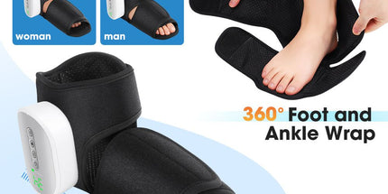 Air Compression Heated Foot Massager, Sole & Ankle Dual Zone Kneading with 4 Intensities, 4 Temp and 3 Airbag Massage Modes - Cordless USB Rechargeable and 360°Wrap Around Design for Home Relaxation Gift & Pain Relief Therapy