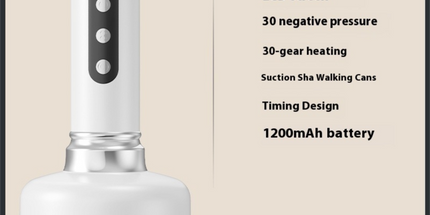 Electric Heated Gua Sha Massager(White 1200mAh) - USB Rechargeable Red Light Cupping Device with 8 Magnetic Rollers, 30-Level Negative Pressure & Temp, LCD Display and 15-Minute Timer