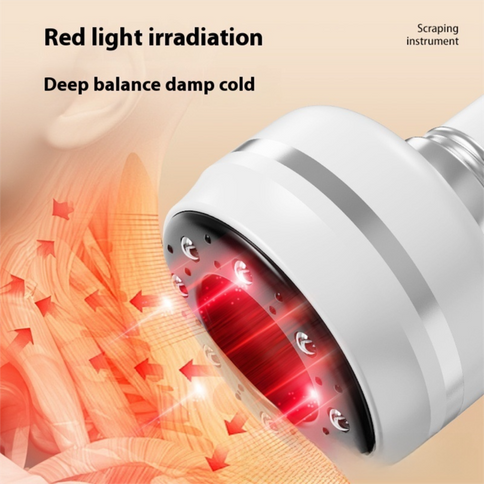 Electric Heated Gua Sha Massager(White 1200mAh) - USB Rechargeable Red Light Cupping Device with 8 Magnetic Rollers, 30-Level Negative Pressure & Temp, LCD Display and 15-Minute Timer
