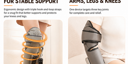 Light Grey Airbag Leg Massager with 3 Intensities and 3 Graphene Heat Modes  - Rechargeable Calf and Knee Extended Wrap, Touch Display, 3 Adjustable Strap for Single Leg Wrap-around Fastening
