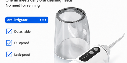 White Rechargeable Water Flosser Oral Irrigator with 3 Pressure Modes & 4 Nozzles - 380ml Detachable Tank, Type-C Charging, 0.6MM Fine Water Flow and 1600 Pulses Per Minute