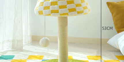 Plush Checkerboard Lamp Style Cat Scratching Post - 53 x 37.5 cm Extra Large Standing Cat Scratcher & Home Decor with Hemp Rope Post, Wide Stable Base and Hanging Ball Toy Tyack eCommerce Solutions