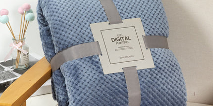 200 x 360cm Blue and Grey Pineapple Grid Plush Sofa Blanket for 4 Seater - Soft Thick Flannel Jacquard Throw, Fade Resistent & Machine Washable, Lightweight Travel and Spring Summer Bedding Tyack eCommerce Solutions