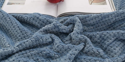 200 x 360cm Blue and Grey Pineapple Grid Plush Sofa Blanket for 4 Seater - Soft Thick Flannel Jacquard Throw, Fade Resistent & Machine Washable, Lightweight Travel and Spring Summer Bedding Tyack eCommerce Solutions