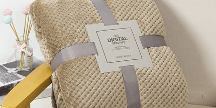 200 x 360cm Khaki Pineapple Grid Plush Sofa Blanket for 4 Seater - Soft Thick Flannel Jacquard Throw, Fade Resistent & Machine Washable, Lightweight Travel and Spring Summer Bedding Tyack eCommerce Solutions