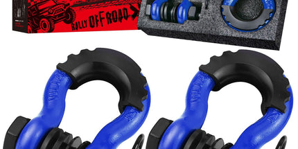 Gift Box Set of Blue 3/4" D-Ring Tow Shackle (2 Pack) - Carbon Steel Bow Shackle with Nut & Cotter Pin, 20T Break Strength for Off-Road Recovery Trailer Tyack eCommerce Solutions