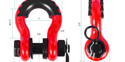 Gift Box Set of Grey 3/4" D-Ring Tow Shackle (2 Pack) - Carbon Steel Bow Shackle with Nut & Cotter Pin, 20T Break Strength for Off-Road Recovery Trailer Tyack eCommerce Solutions