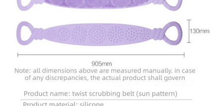 Pink 90cm Silicone Back Scrubber Long Exfoliating Bath Strap - Double Sided Massage Texture, Non Slip Grip Handles, Deep Cleansing Shower Tool for Home Spa