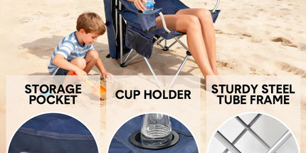 Foldable Canopy Shade Chair Outdoor Sturdy Frame Thickened Oxford Fabric Chair with Armrest Cup Holder and Carry Bag for Camping Fishing Yard Barbeque