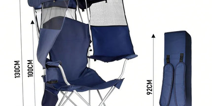 Foldable Canopy Shade Chair Outdoor Sturdy Frame Thickened Oxford Fabric Chair with Armrest Cup Holder and Carry Bag for Camping Fishing Yard Barbeque