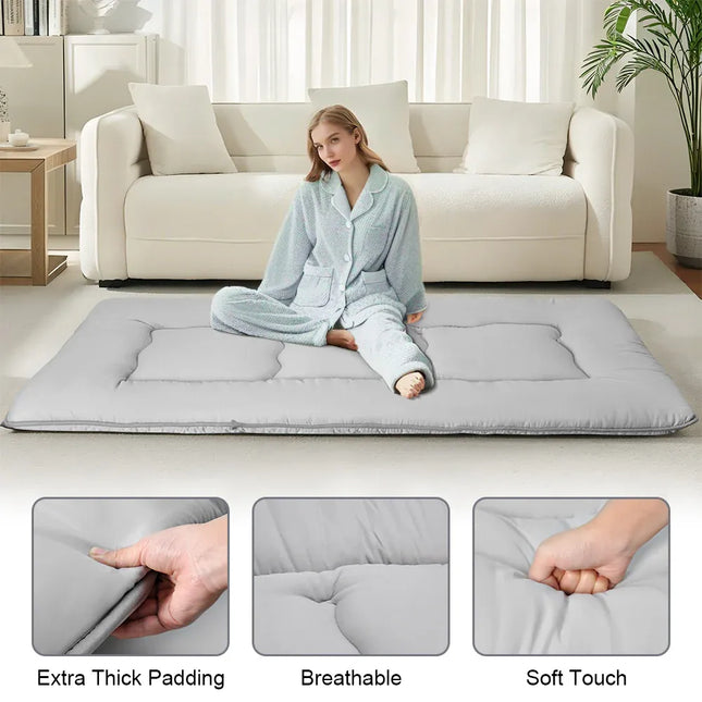 Foldable Floor Mattress Roll Up Futon Mattress Thicken Memory Foam for Bedroom Guest Room and Travel Portable Japanese Sleeping Tatami Mat 1x2m Grey