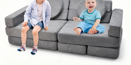 17Pcs Modular Kids Play Sofa Toddler Couch High Density Foam Play Block with Washable Cover Creative Fort Building Playset for Bedroom Playroom Living Room