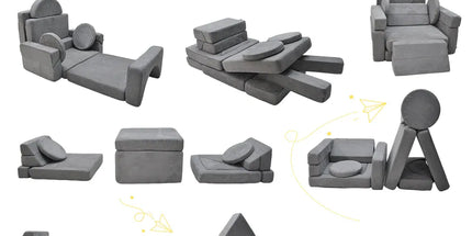 17Pcs Modular Kids Play Sofa Toddler Couch High Density Foam Play Block with Washable Cover Creative Fort Building Playset for Bedroom Playroom Living Room