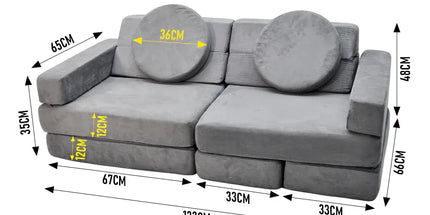 17Pcs Modular Kids Play Sofa Toddler Couch High Density Foam Play Block with Washable Cover Creative Fort Building Playset for Bedroom Playroom Living Room