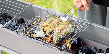 Portable Charcoal Grill Rectangular Folding Stainless Steel BBQ Grill L100xW18cm For Skewer and Kebabs with Storage Shelf Outdoor Camping Patio Cooking
