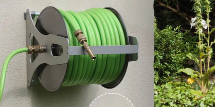 Large Stainless Steel Garden Hose Reel Cart Portable Pipe Holder Heavy Duty Water Pipe Storage Rack With Crank Handle for 1/2inch Hose up to 60M