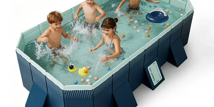 2.6m Foldable Pool PVC Non Inflatable Large Rectangle Pool Holding up to 6 People Hard Thickened Paddling Pool Easy Collapsible and Drainage 260×165×55cm