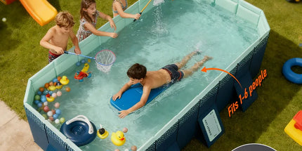 2.6m Foldable Pool PVC Non Inflatable Large Rectangle Pool Holding up to 6 People Hard Thickened Paddling Pool Easy Collapsible and Drainage 260×165×55cm