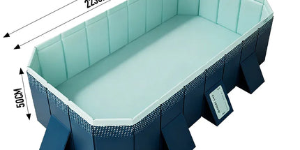 2.6m Foldable Pool PVC Non Inflatable Large Rectangle Pool Holding up to 6 People Hard Thickened Paddling Pool Easy Collapsible and Drainage 260×165×55cm