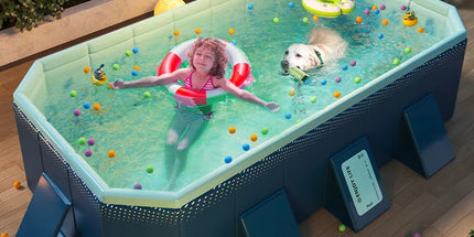 2.6m Foldable Pool PVC Non Inflatable Large Rectangle Pool Holding up to 6 People Hard Thickened Paddling Pool Easy Collapsible and Drainage 260×165×55cm