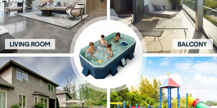 2.6m Foldable Pool PVC Non Inflatable Large Rectangle Pool Holding up to 6 People Hard Thickened Paddling Pool Easy Collapsible and Drainage 260×165×55cm