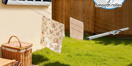 5 Line Retractable Clothesline 10m Heavy Duty Wall-Mounted Iron Clothes Dryer Outdoor Indoor Drying Rack Rope Hanger for Wet Dry Clothing Bathroom
