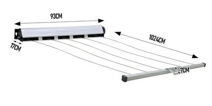 5 Line Retractable Clothesline 10m Heavy Duty Wall-Mounted Iron Clothes Dryer Outdoor Indoor Drying Rack Rope Hanger for Wet Dry Clothing Bathroom