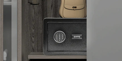 All Steel Safety Box Wall Mountable Fireproof Mini Safe Box Keypad and Key Dual Unlock Methods with Removable Shelf for Home Office Hotel Money Safe