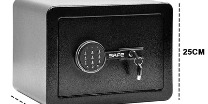 All Steel Safety Box Wall Mountable Fireproof Mini Safe Box Keypad and Key Dual Unlock Methods with Removable Shelf for Home Office Hotel Money Safe