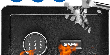 All Steel Safety Box Wall Mountable Fireproof Mini Safe Box Keypad and Key Dual Unlock Methods with Removable Shelf for Home Office Hotel Money Safe