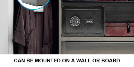 All Steel Safety Box Wall Mountable Fireproof Mini Safe Box Keypad and Key Dual Unlock Methods with Removable Shelf for Home Office Hotel Money Safe