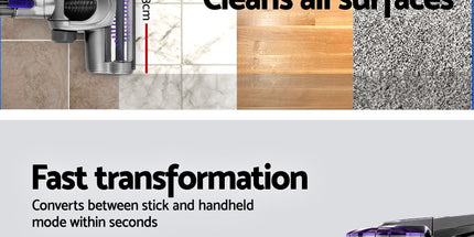 Devanti Stick Vacuum Cleaner Bagless Cordless 150W Purple