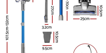 Devanti 300W Stick Vacuum Cleaner Cordless Self-Standing